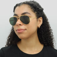 Ray-Ban Sunglasses RB3625 New Aviator 919631 Polished Gold Green