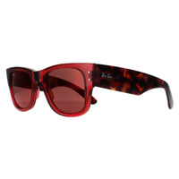 Ray-Ban Sunglasses RB0840S Mega Wayfarer 66372K Transparent Pink and Havana Red Mirror
