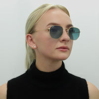 Ray-Ban Sunglasses Hexagonal RB3548N 91233M Gold Blue Grey Gradient