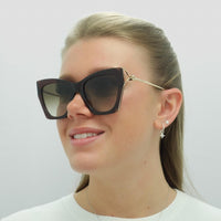 Alexander McQueen Sunglasses AM0375S 002 Brown Gold Brown Gradient