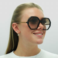 Chloe Sunglasses CH0008S Esther 004 Dark Havana and Brown Crystal Brown Gradient