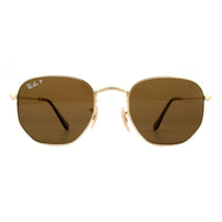 Ray-Ban Sunglasses Hexagonal RB3548N 001/57 Gold B-15 Brown Polarized 54mm