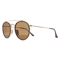 Ray-Ban Sunglasses Round Double Bridge 3647N 001/57 Gold Brown B-15 Polarized