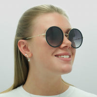 Gucci Sunglasses GG0061S 001 Black Gold Grey Gradient