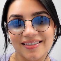 Ray-Ban Sunglasses Round Metal 3447 112/4L Gold Blue Polarized Flash Mirror