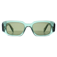 Prada Sunglasses PR17WS 11R10E Transparent Sage Green Mirror Internal Silver