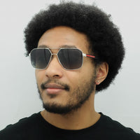 Prada Sport Sunglasses PS55WS 1BC06G Silver Grey Gradient Polarized