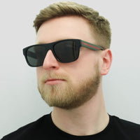 Gucci Sunglasses GG0341S 002 Black with Green and Red Stripe Grey Polarized