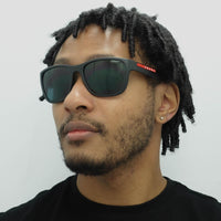 Prada Sport Sunglasses PS01US DG009R Black Rubber Blue