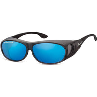 Montana Fit Over Glasses Sunglasses FO2 H Matte Black Blue Revo Mirror Polarized