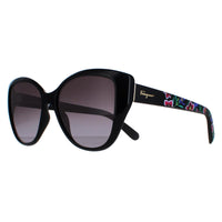 Salvatore Ferragamo Sunglasses SF912S 001 Black with Flower Print Grey Gradient