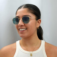 Ray-Ban Sunglasses Hexagonal RB3548N 91233M Gold Blue Grey Gradient