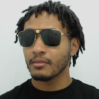 Versace Sunglasses VE2238 143687 Gold and Matte Black Dark Grey