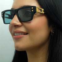 Dita Sunglasses Grandmaster Seven DTS407-A-01 Black Yellow Gold Dark Turquoise