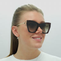 Alexander McQueen Sunglasses AM0375S 002 Brown Gold Brown Gradient