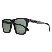 Alexander McQueen Sunglasses AM0352S 002 Shiny Black and Silver Green Grey
