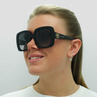 Alexander McQueen Sunglasses AM0378S 001 Black Grey Gradient