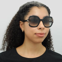 Prada Sunglasses PR 16US KHR0A7 Black Azure Spotted Brown Grey Gradient