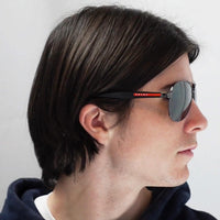 Prada Sport Sunglasses 53PS DG05X1 Black Rubber Green