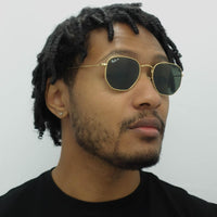 Ray-Ban Sunglasses Hexagonal RB3548N 001/58 Gold G-15 Green Polarized