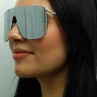 Alexander McQueen Sunglasses AM0313S 007 Silver Silver Mirror