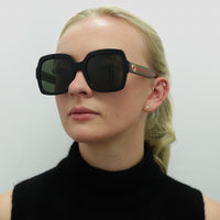 Gucci Sunglasses GG0036SN Black Green Glitter and Red Green