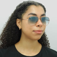 Ray-Ban Sunglasses RB3625 New Aviator 92023F Polished Rose Gold Blue Gradient