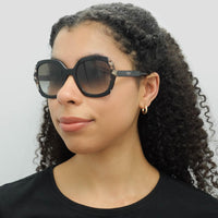 Prada Sunglasses PR 16US KHR0A7 Black Azure Spotted Brown Grey Gradient