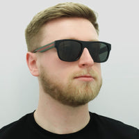 Gucci Sunglasses GG0341S 002 Black with Green and Red Stripe Grey Polarized