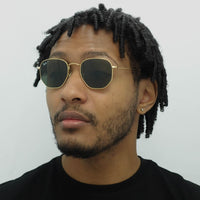 Ray-Ban Sunglasses Hexagonal RB3548N 001/58 Gold G-15 Green Polarized