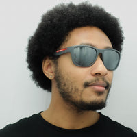 Prada Sport Sunglasses PS01US UFK5L0 Grey Rubber Dark Grey Mirror