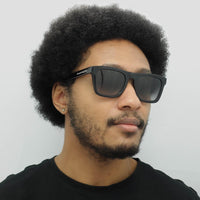 Alexander McQueen Sunglasses AM0301S 001 Shiny Black Grey Gradient