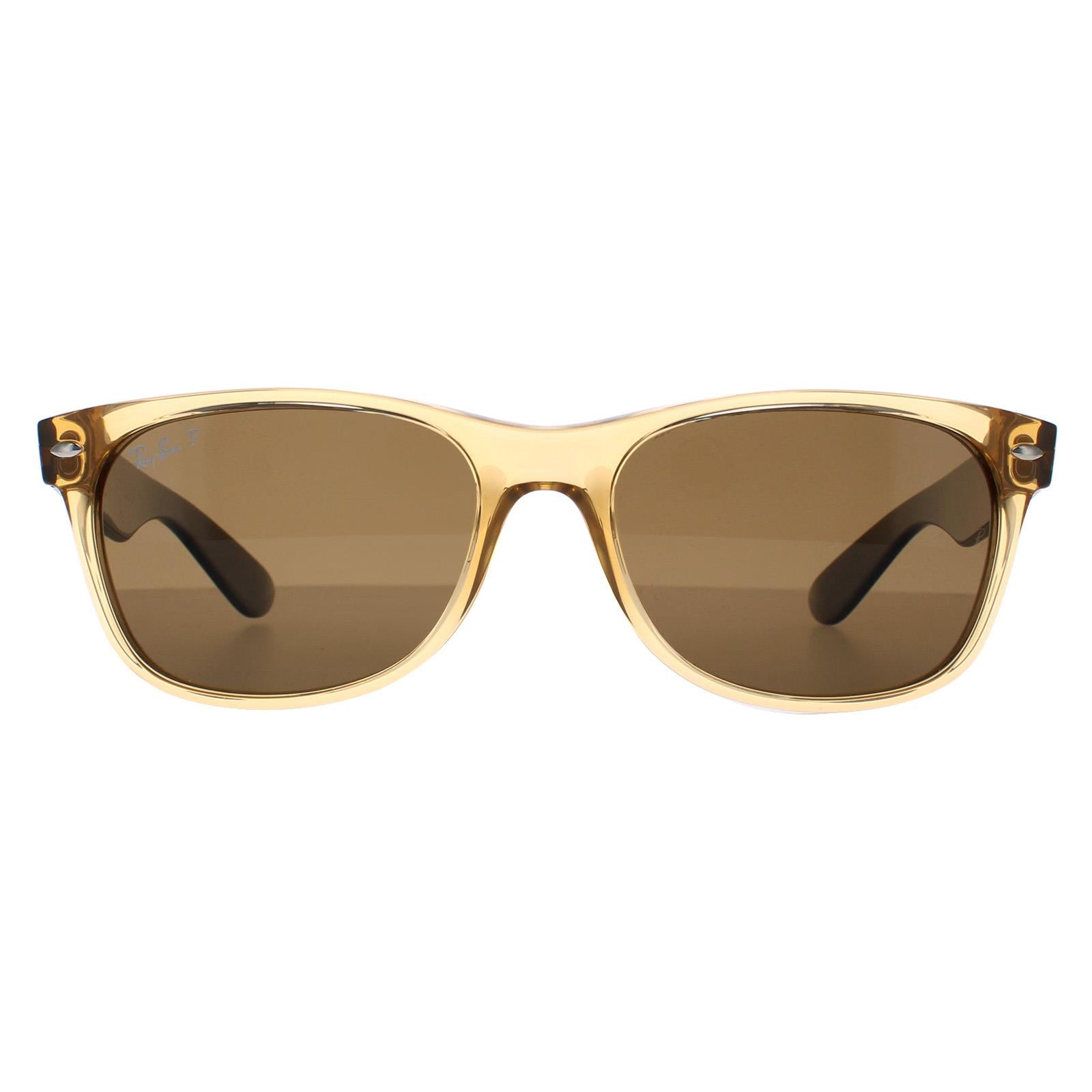 Ray Ban Sunglasses New Wayfarer 2132 945 57 Honey Crystal Brown Polari Discounted Sunglasses