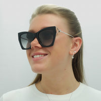 Alexander McQueen Sunglasses AM0375S 001 Black Silver Grey Gradient