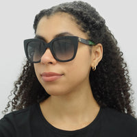 Gucci Sunglasses GG0163SN 003 Black with Red and Green Brown Gradient