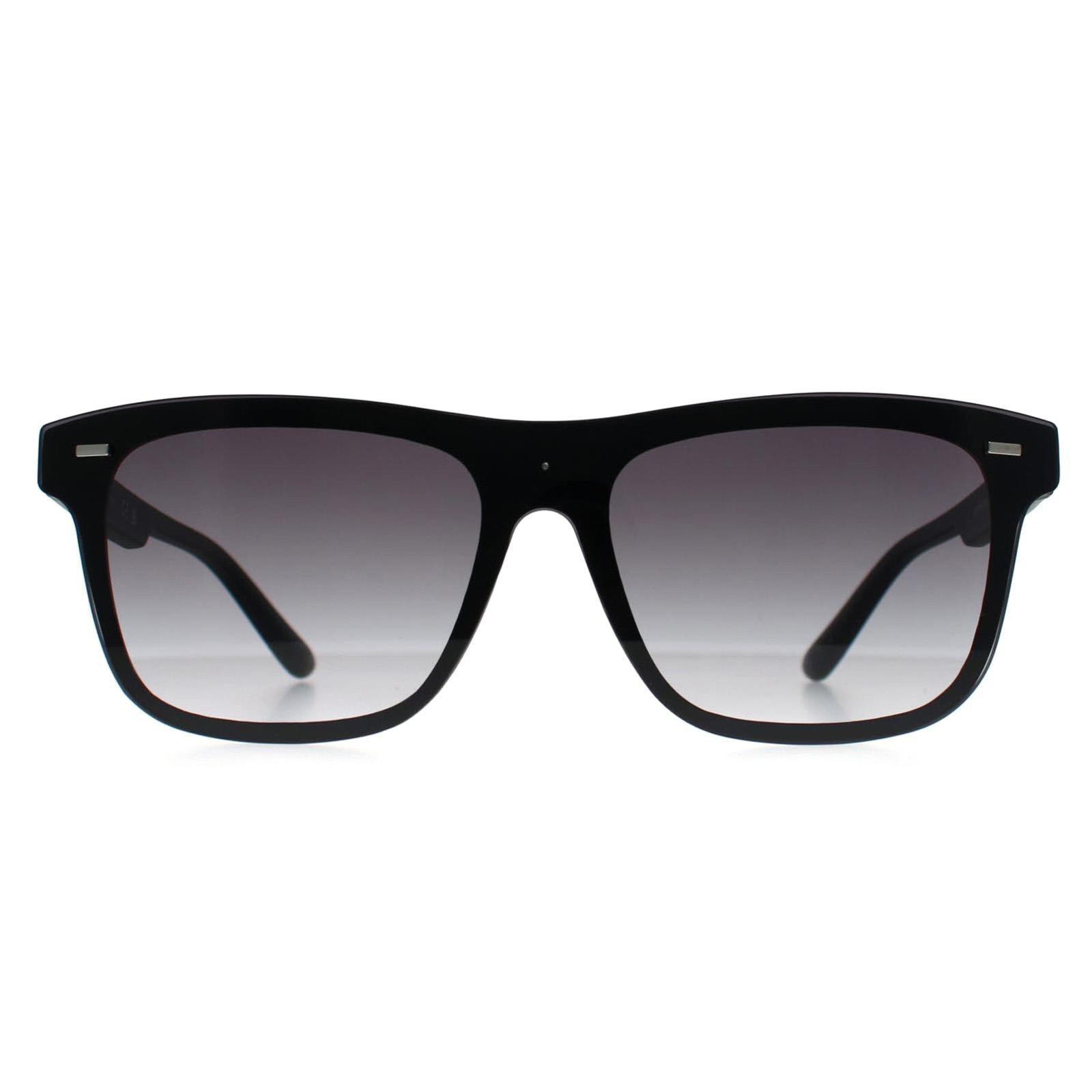GUESS GF0183 Matte Black Rectangular Sunglasses with black Gradient Lenses Men\'s Guess Rectangular Rimless Shield Sunglasses Shiny Black  main image 3