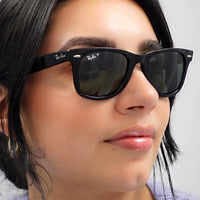 Ray-Ban Sunglasses Wayfarer 2140 901/58 Black Green G-15 Polarized Medium 50mm