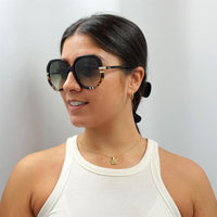 Chloe Sunglasses CH0105S 002 Shiny Black and Tortoise Green Gradient