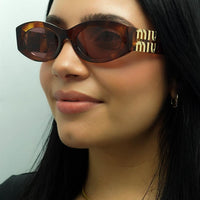 Miu Miu Sunglasses MU11WS 11Q08S Striped Tobacco Dark Violet