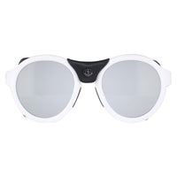 Moncler Sunglasses ML0046 21C White Black Leather Grey Silver Mirror