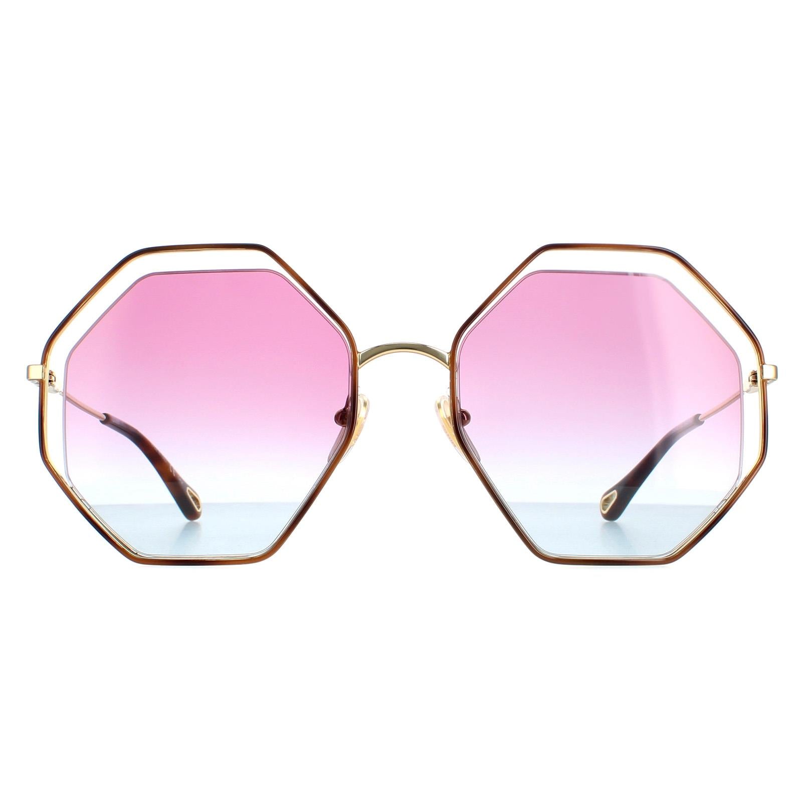 Chloe Sunglasses CH0046S 003 Havana Gold Violet Blue  display picture 3