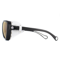Moncler Sunglasses ML0089 01C Black with White Leather Blue with Violet Mirror