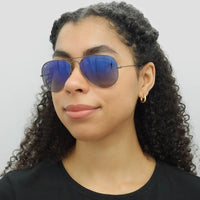 Ray-Ban Sunglasses Aviator 3025 Gunmetal Polarized Blue Gradient Grey 004/78 58mm