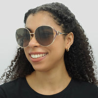 Gucci Sunglasses GG0225S 002 Gold Brown Gradient