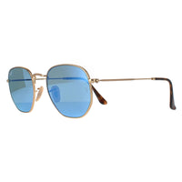 Ray-Ban Sunglasses Hexagonal 3548N 001/9O Gold Light Blue Gradient Mirror