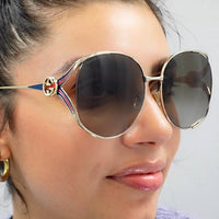 Gucci Sunglasses GG0225S 003 Gold Green Gradient