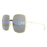 Gucci Sunglasses GG0414S 002 Gold Grey with Multicolour Guccify Mirror