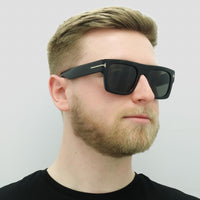 Tom Ford Sunglasses 0711 Fausto 01A Shiny Black Smoke Grey