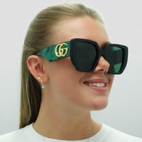 Gucci Sunglasses GG0956S 001 Black and Green Swirl Green