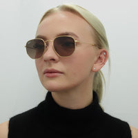 Ray-Ban Sunglasses Hexagonal RB3548N 912443 Polished Gold Brown Gradient